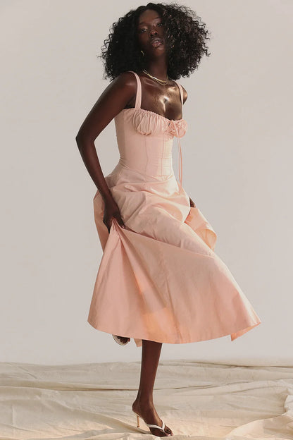 SALY LACE UP DRESS - PINK