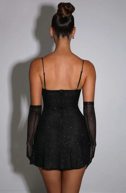 NOVA MINI DRESS - BLACK SPARKLE