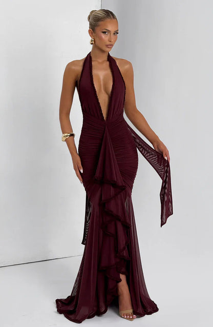 ONSI MAXI DRESS - BURGUNDY