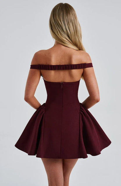 MARLA MINI DRESS - BURGUNDY