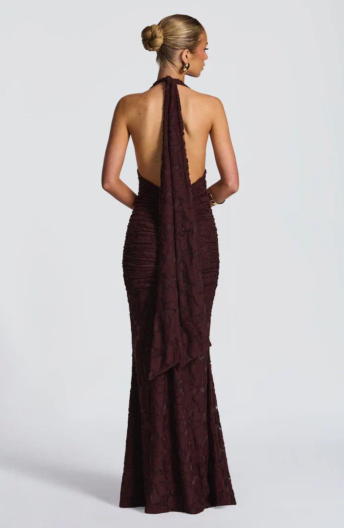 GUINEVERE MAXI DRESS - PLUM BROWN
