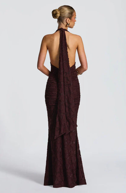 GUINEVERE MAXI DRESS - PLUM BROWN