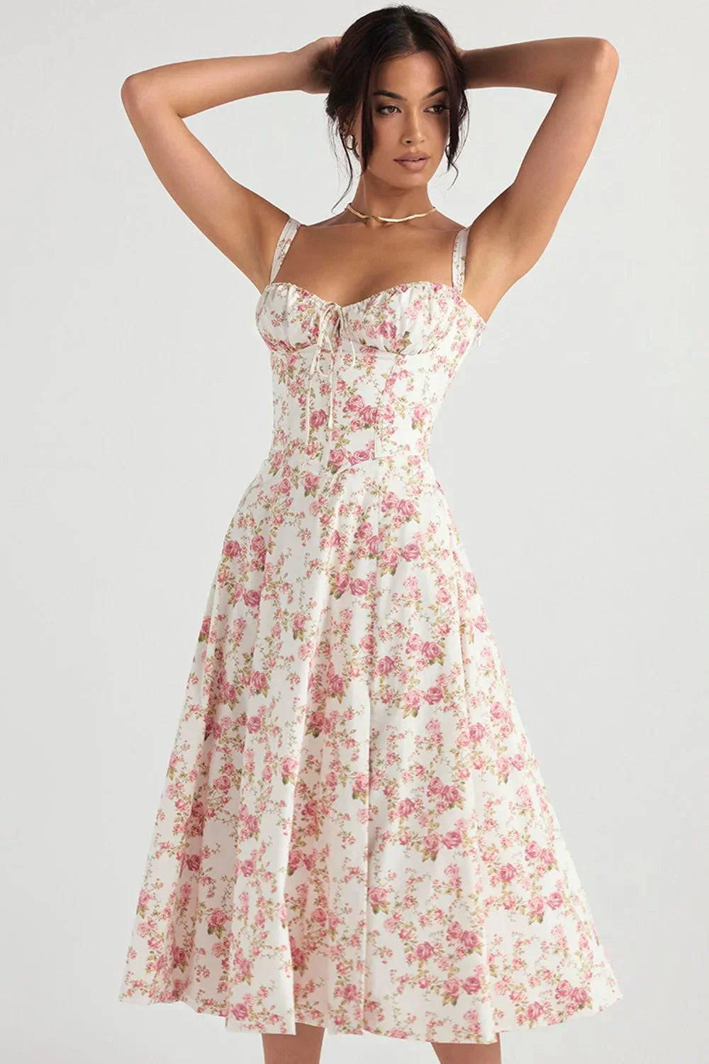 SALY LACE UP DRESS - FLORAL