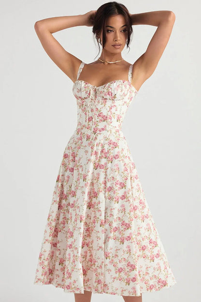 SALY LACE UP DRESS - FLORAL