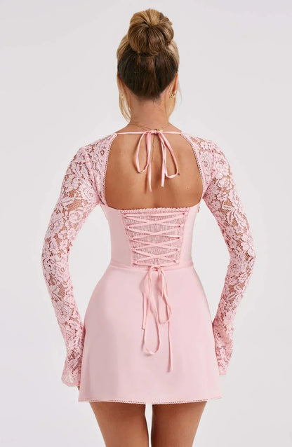 LIZA LACE MINI DRESS - PINK