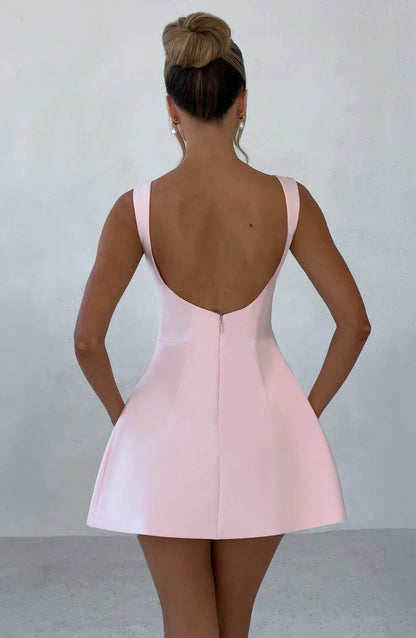 LILA BACKLESS MINI DRESS - PINK