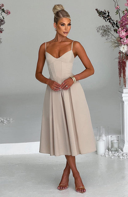 MARIELLA MIDI DRESS - BEIGE