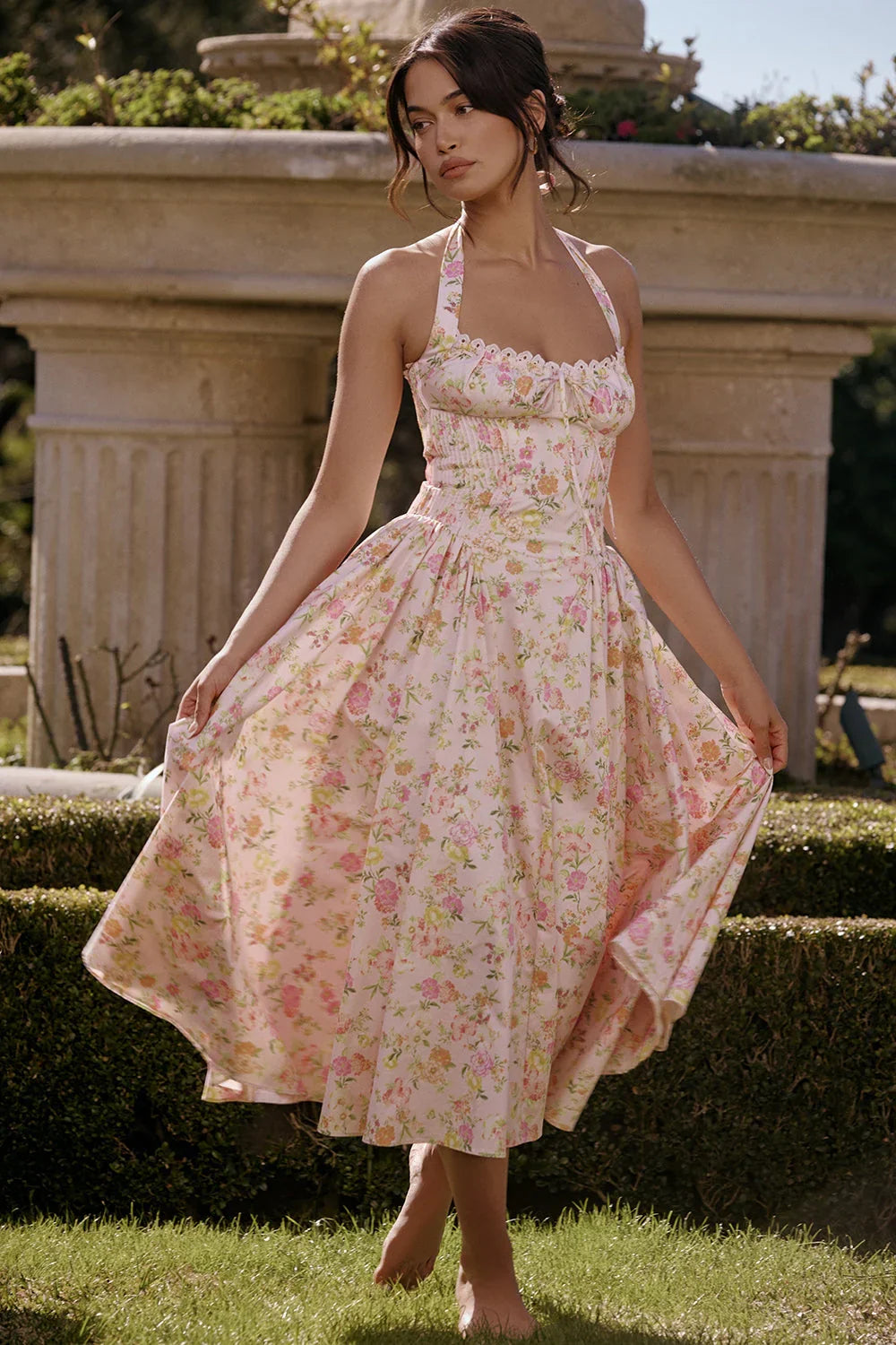 CRYSTAL MIDI DRESS - PINK FLORAL