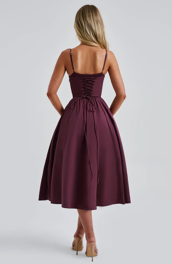 MARIELLA MIDI DRESS - BURGUNDY