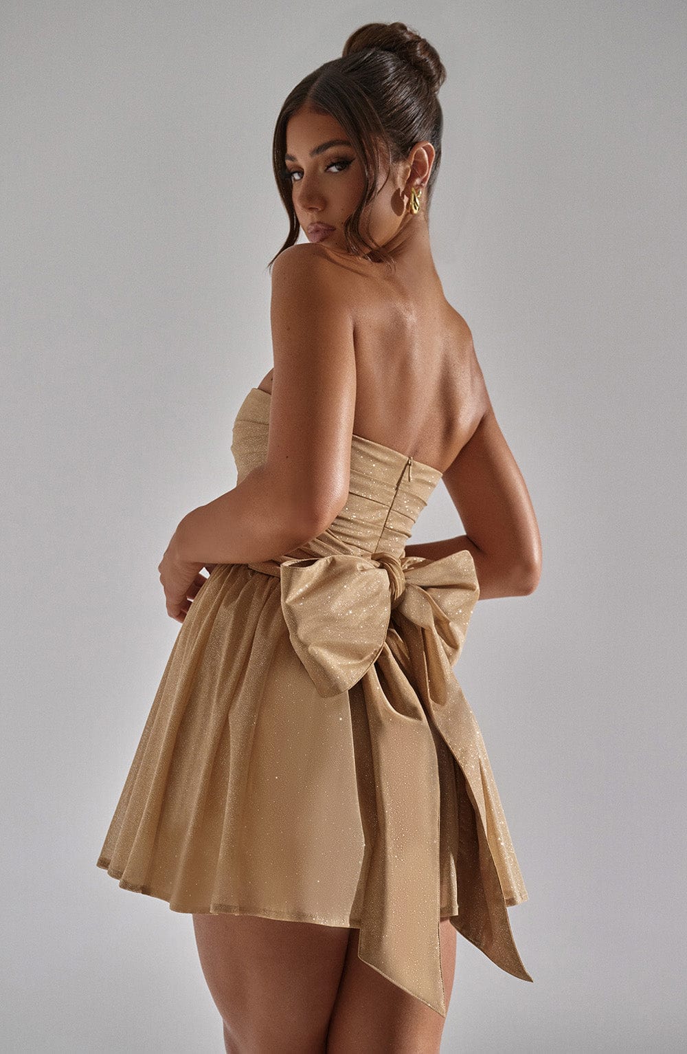 LUNA GLOW MINI DRESS - GOLD SPARKLE