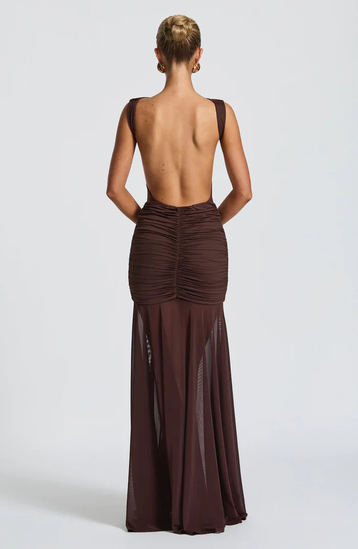 FAE MAXI DRESS - PLUM BROWN