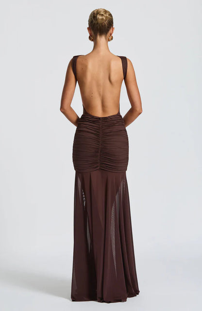 FAE MAXI DRESS - PLUM BROWN