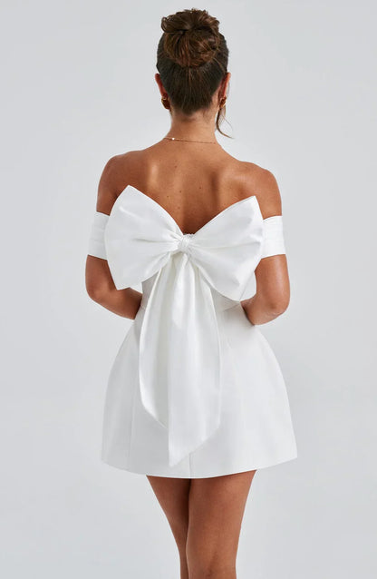 NOIR BLOOM MINI DRESS - WHITE