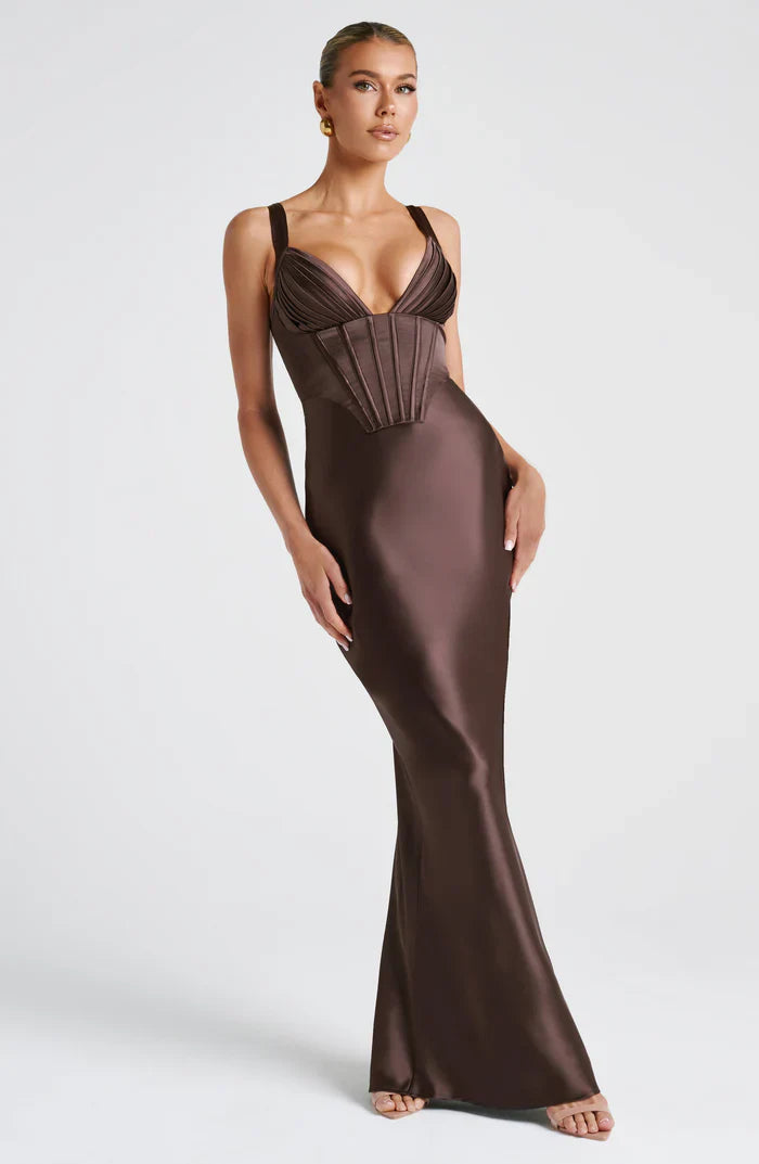 SHAE MAXI DRESS - PLUM BROWN