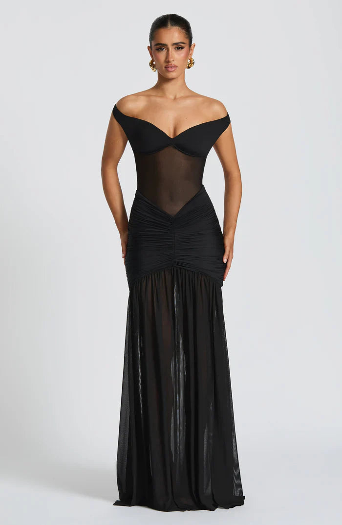 ALAIA MAXI DRESS - BLACK