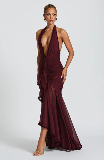 ONSI MAXI DRESS - BURGUNDY