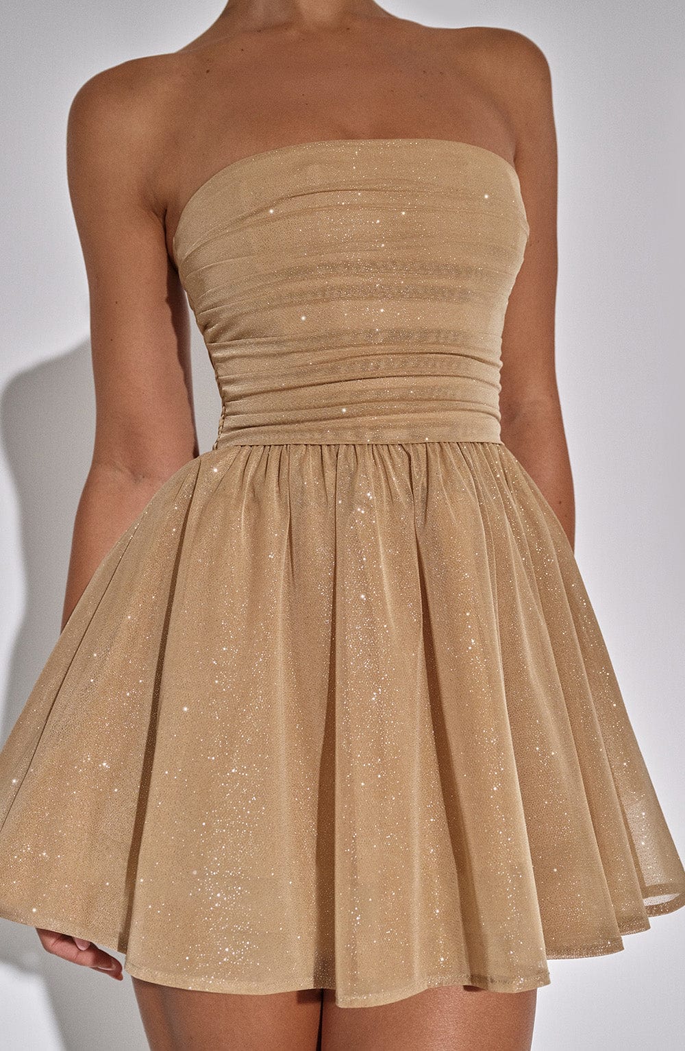 LUNA GLOW MINI DRESS - GOLD SPARKLE