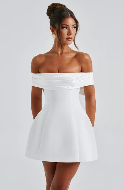 NOIR BLOOM MINI DRESS - WHITE