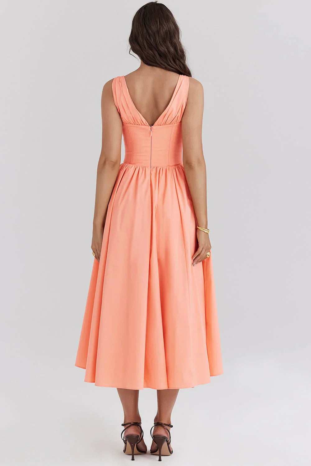 CRYSTAL MIDI DRESS - Peach