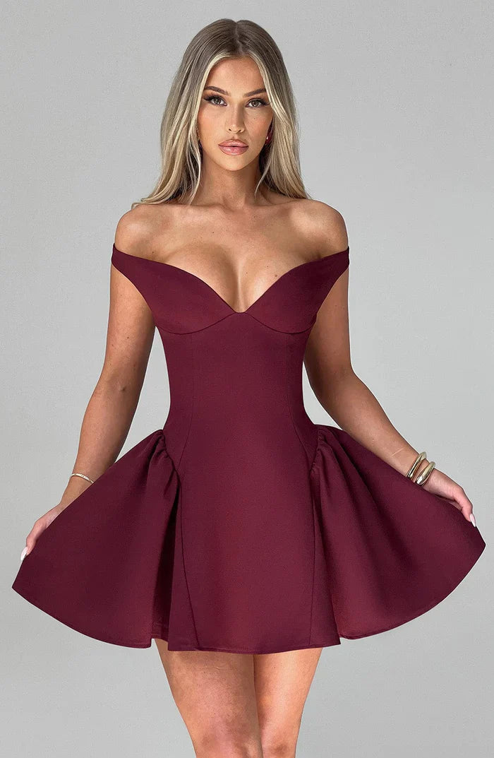 MARLA MINI DRESS - BURGUNDY