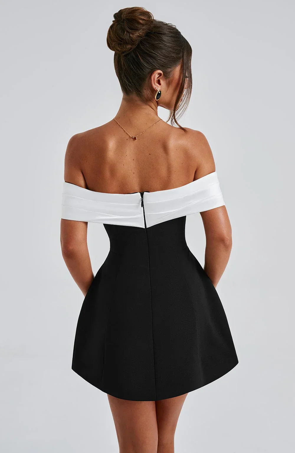 NOIR BLOOM MINI DRESS - BLACK
