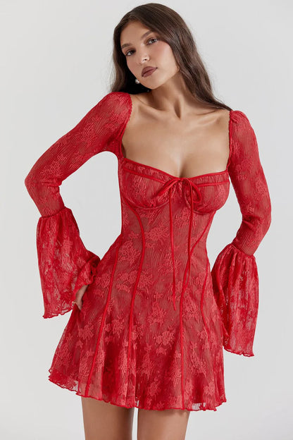 EVANGELINE MINI DRESS - RED