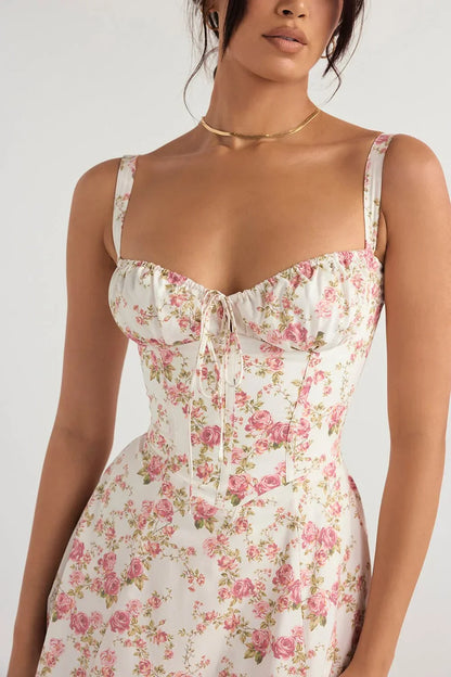 SALY LACE UP DRESS - FLORAL
