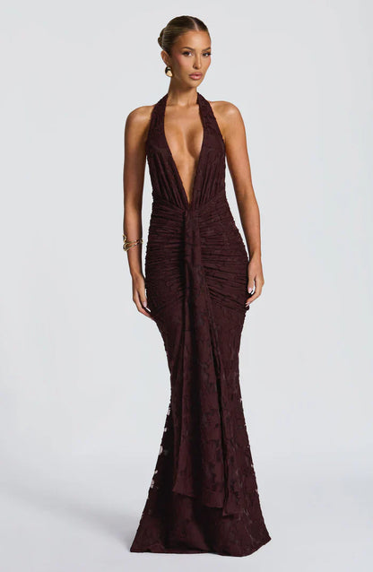 GUINEVERE MAXI DRESS - PLUM BROWN