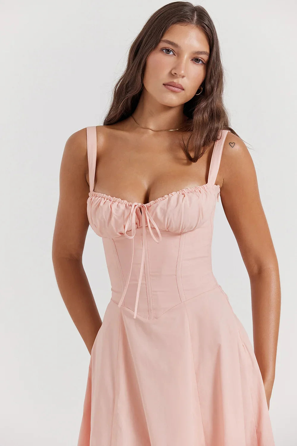 SALY LACE UP DRESS - PINK
