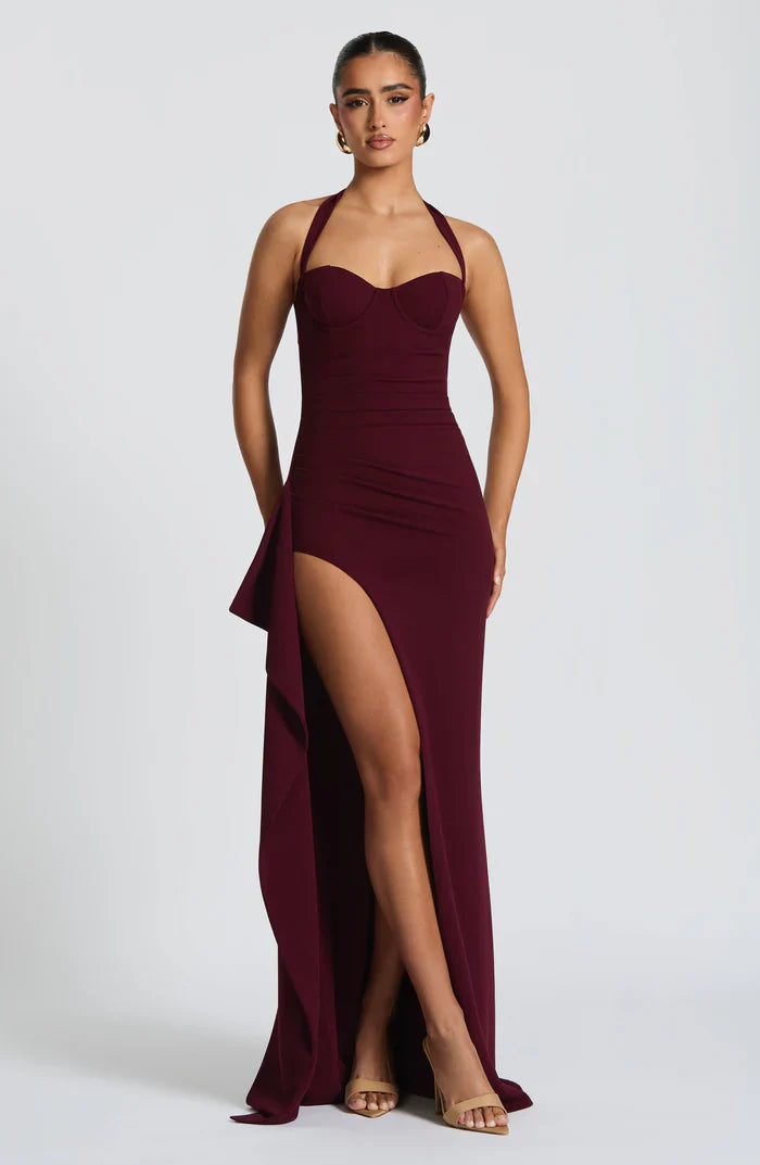 GENETTE MAXI DRESS - BURGUNDY