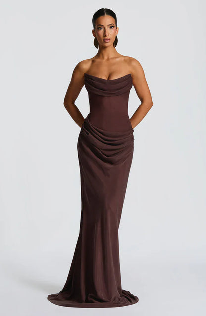 LIORA MAXI DRESS - PLUM BROWN