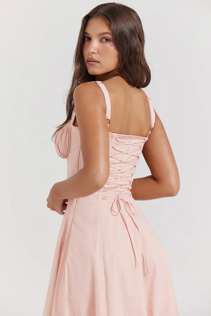 SALY LACE UP DRESS - PINK