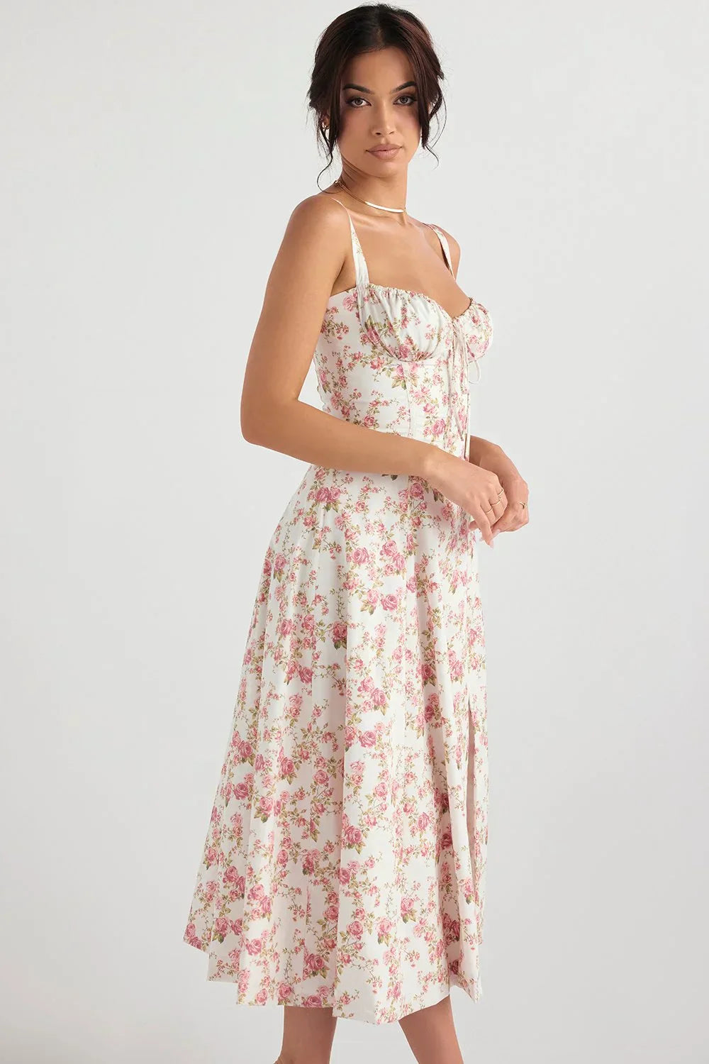 SALY LACE UP DRESS - FLORAL