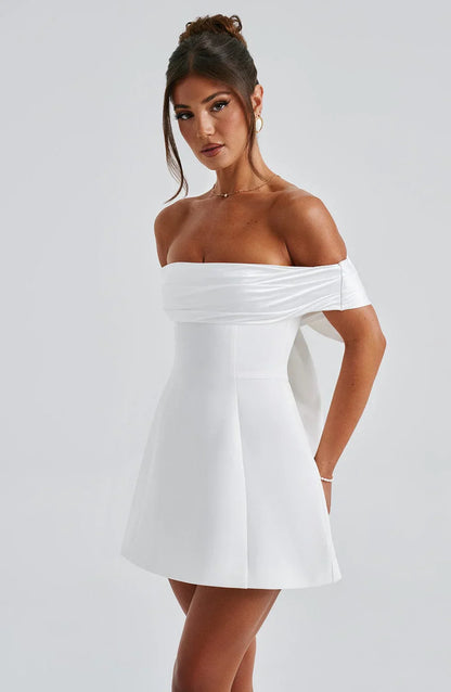 NOIR BLOOM MINI DRESS - WHITE