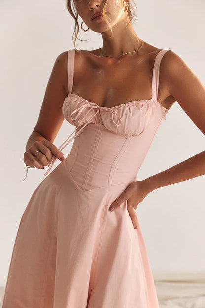 SALY LACE UP DRESS - PINK
