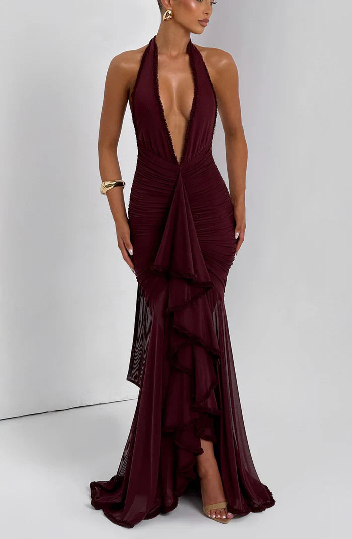 ONSI MAXI DRESS - BURGUNDY