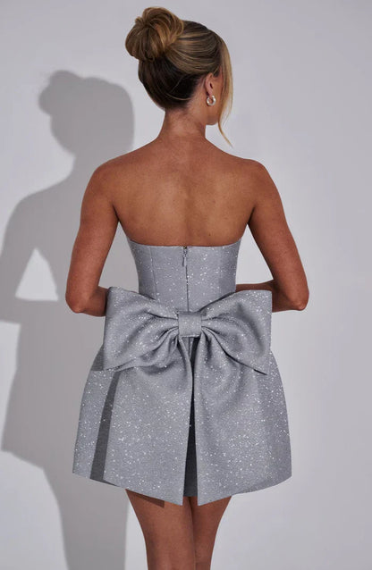 ALICE MINI DRESS - SILVER SPARKLE