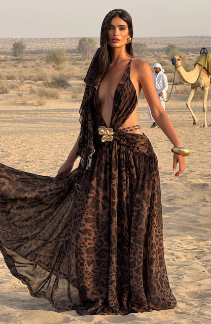 INDIANNA MAXI DRESS - LEOPARD