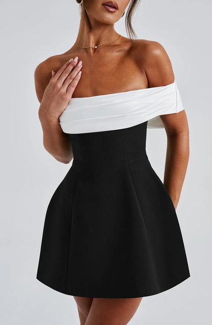 NOIR BLOOM MINI DRESS - BLACK