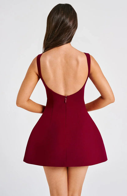 LILA BACKLESS MINI DRESS - RED