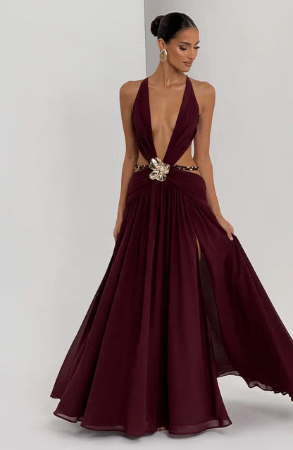 INDIANNA MAXI DRESS - BURGUNDY