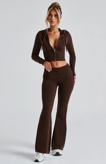 PORTIA KNIT SET - DARK BROWN