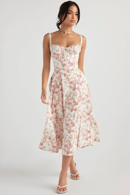 SALY LACE UP DRESS - FLORAL