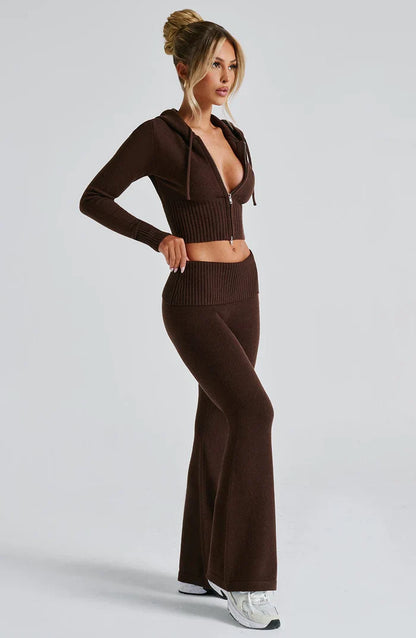 PORTIA KNIT SET - DARK BROWN