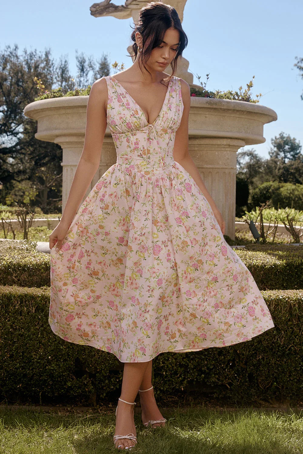 CRYSTAL MIDI DRESS - PINK FLORAL
