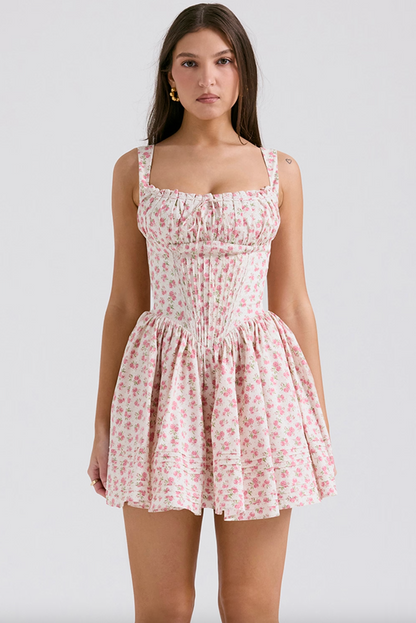 RHEA MINI DRESS - ROSE FLORAL