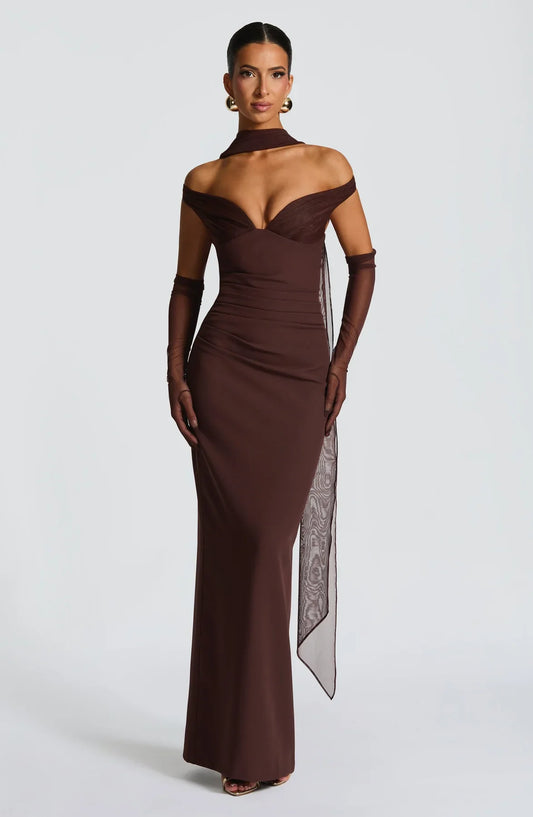 ABIGAIL MAXI DRESS - PLUM BROWN
