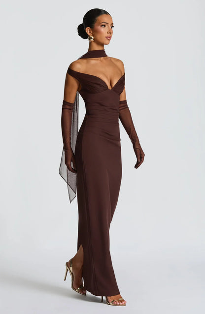 ABIGAIL MAXI DRESS - PLUM BROWN
