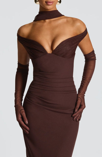 ABIGAIL MAXI DRESS - PLUM BROWN