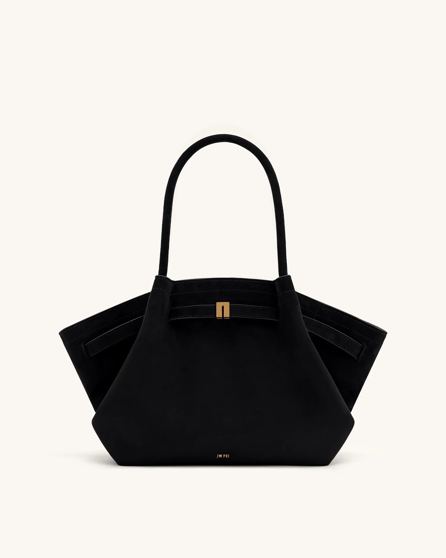 HANA MEDIUM SUEDE TOTE BAG - BLACK